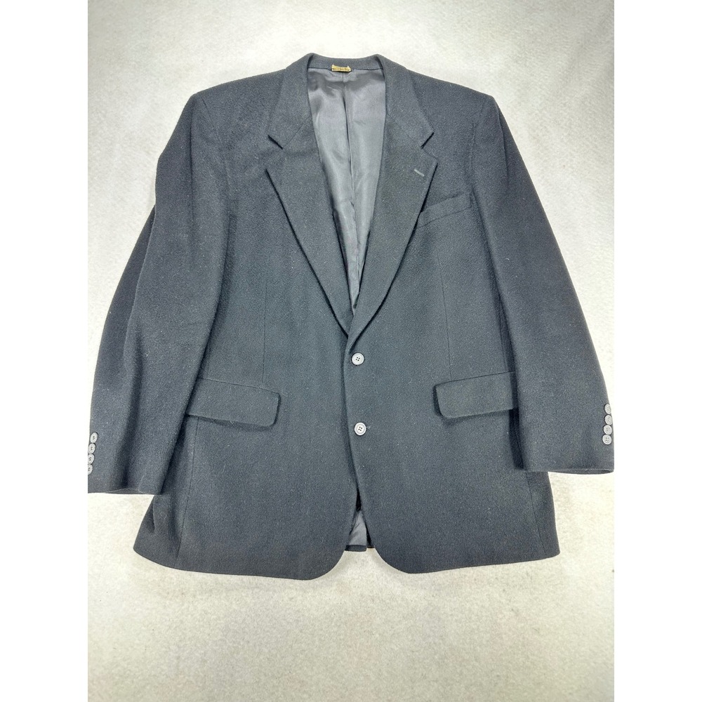 Jefferson Richmond VA Mens 100% Camel Hair Blazer Black Sport Coat Made in USA
